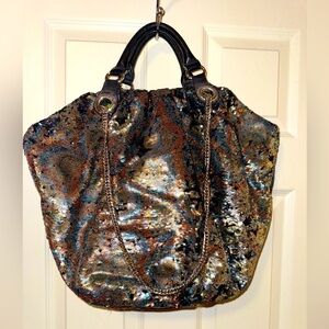 Sequin Tote Bag - Black and Silver